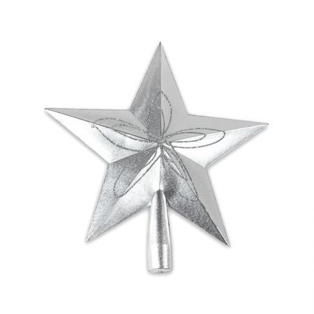 Верхушка елочная Красивая звезда пластик серебристая (23х24 см)